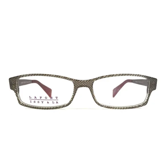Lafont Issy & La Eyeglasses Frames DENIM 217 Gray Red Clear Rectangle 53-15-140